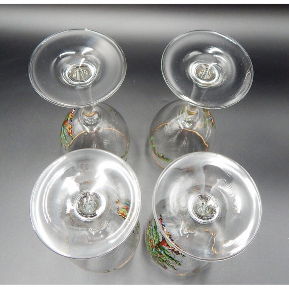 Spode Christmas Tree Wine Water Glasses Goblets Gold Trim 7-1/2 Inch Set of 4 - Picture 11 of 13